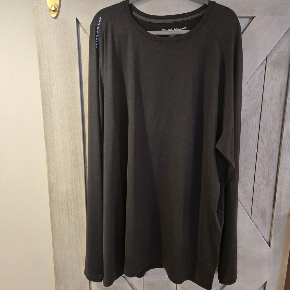 Peter Millar Charcoal Long Sleeve Tee